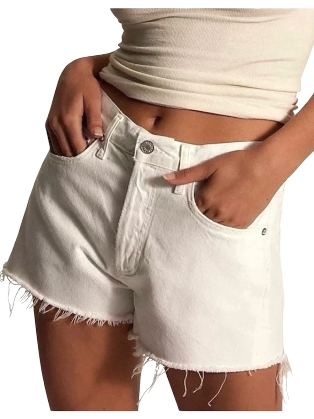 Agolde Parker Cutoff Jean Shorts White Denim Size 29 Marshmallow High Rise